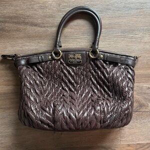 Vintage Coach Dark Brown Quilted Shoulder Bag